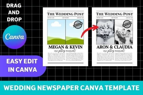 Download Wedding Newspaper Canva Template - Wedding Collection