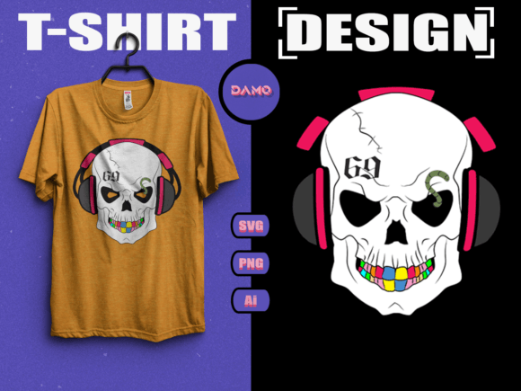 Download Skull Music with Headphone Halloween - Premium Bundle
