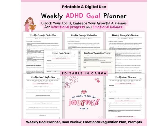 Download ADHD Weekly Goal Planner 2025, New Year - 2025 Collection