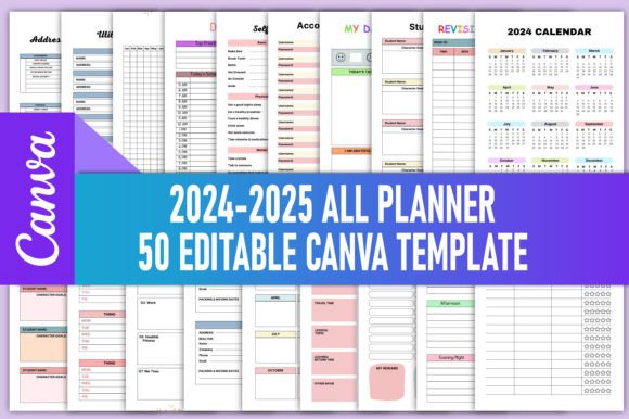 Download 50 Editable Canva KDP Interior 2024-2025 - 2025 Collection