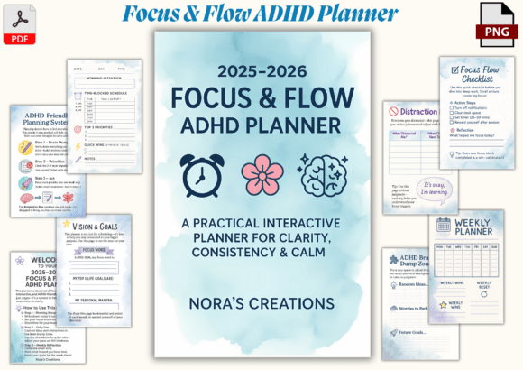 Download Focus &amp; Flow ADHD Planner - Adhd planner Collection