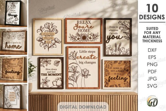 Download Wooden Home Decor Bundle Laser Cut - Home decor Collection