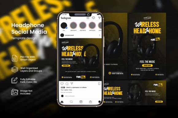Download Headphone Social Media Instagram Banner - Premium Bundle