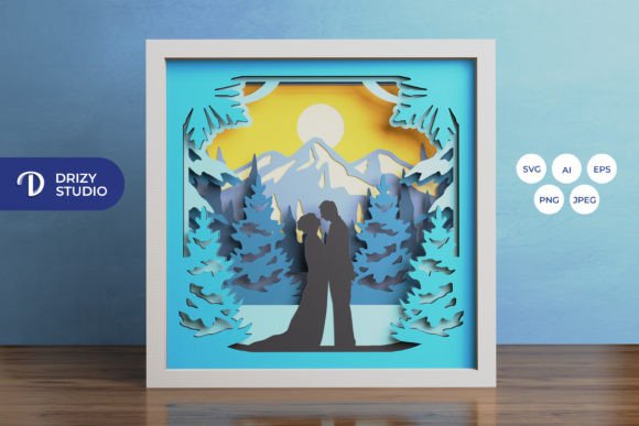 Download Winter Wedding 3D Shadow Box Paper Cut - Wedding Collection