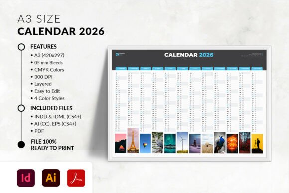 Download A3 Landscape Calendar 2026 - Calendar 2026 Collection