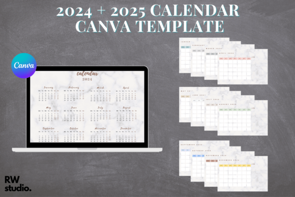 Download 2024 &amp; 2025 Calendar Canva Template - 2025 Collection